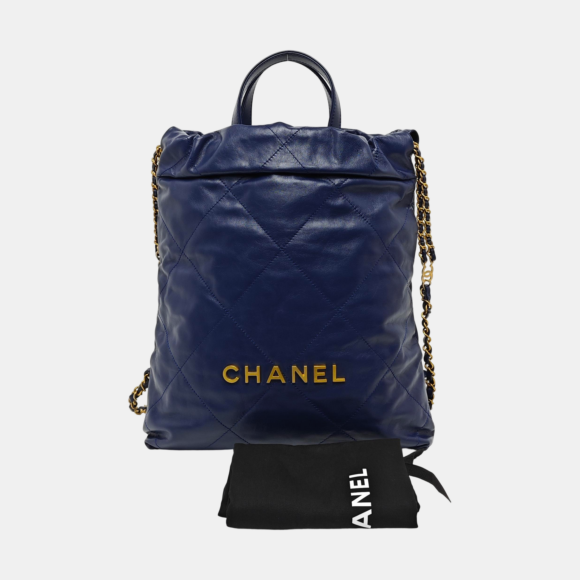 CHANEL 22 Small Quilted Calfskin Blue