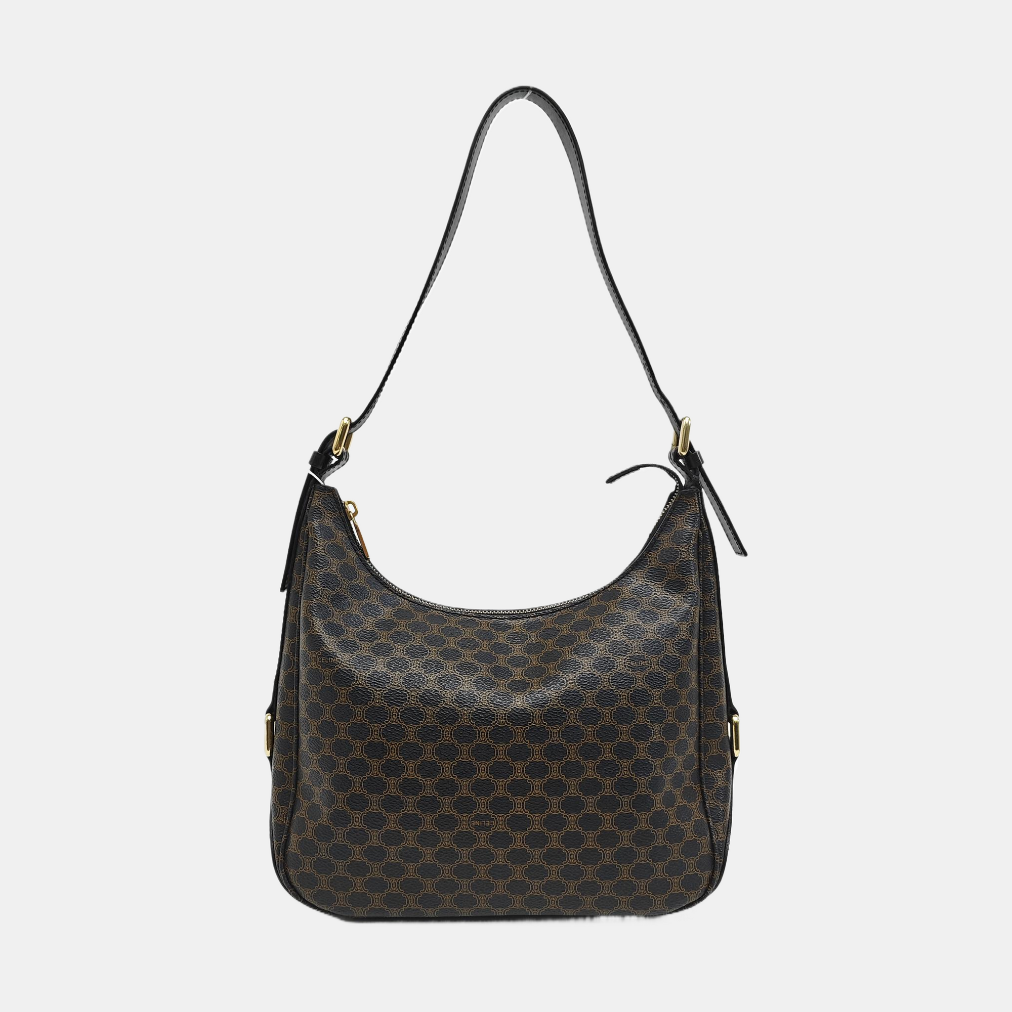 Coated Canvas Shoulder Bag Black