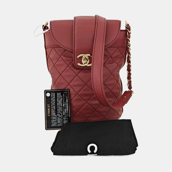 Quilted Calfskin Shoulder Bag Red