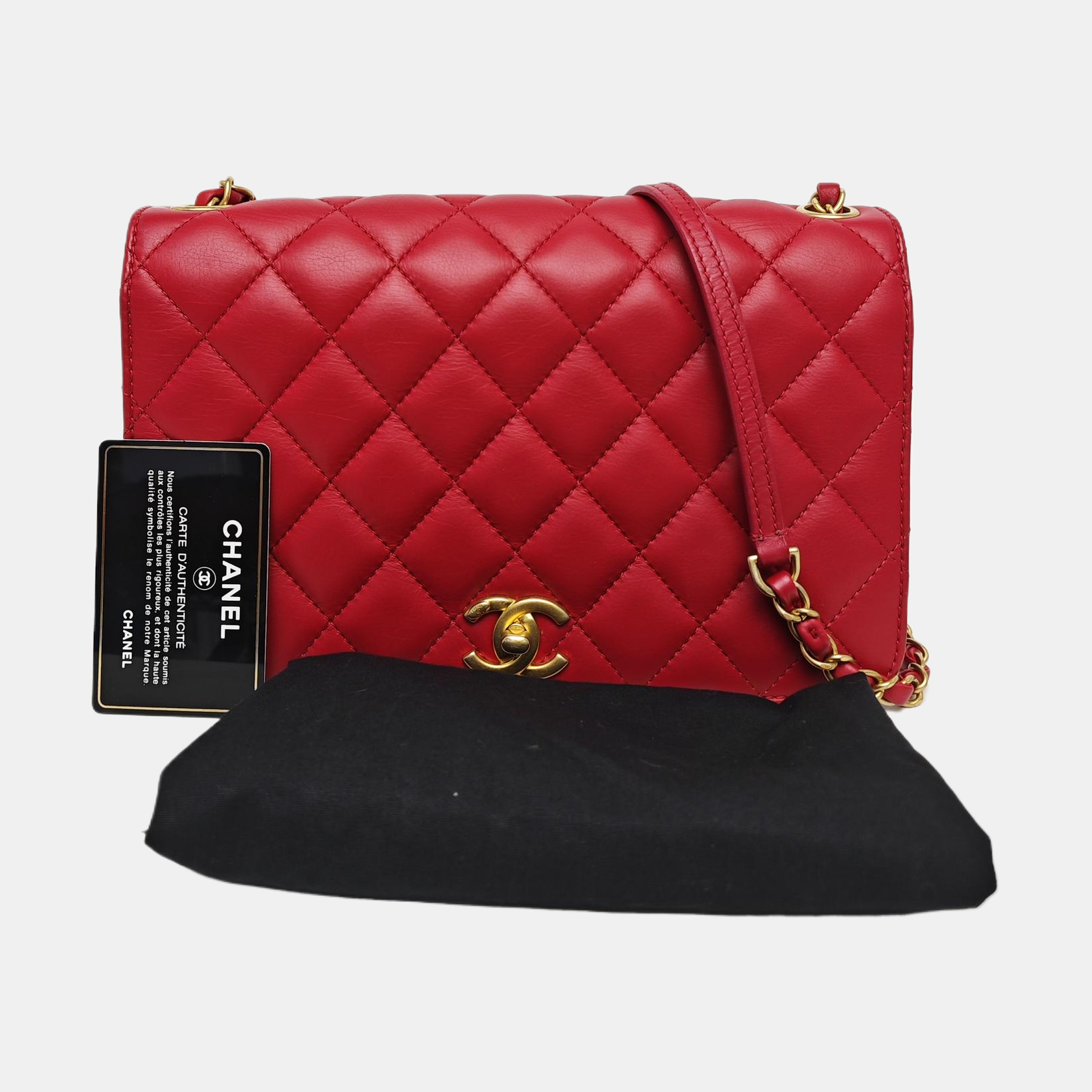 Quilted Calfskin Shoulder Bag Red