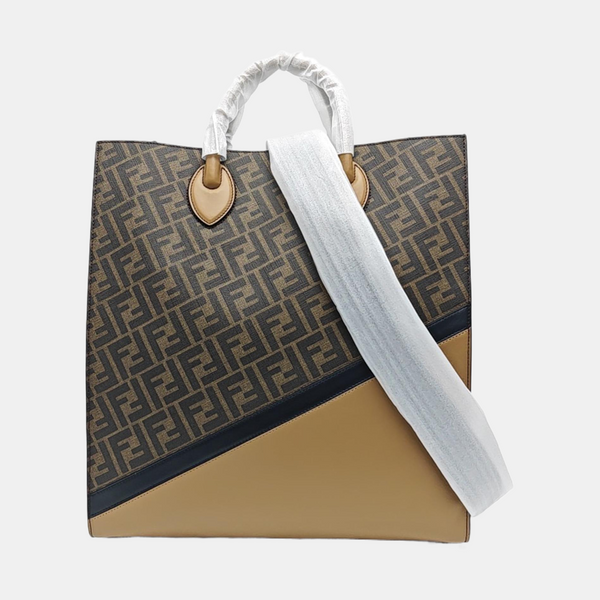 Coated Canvas Tote Bag Brown