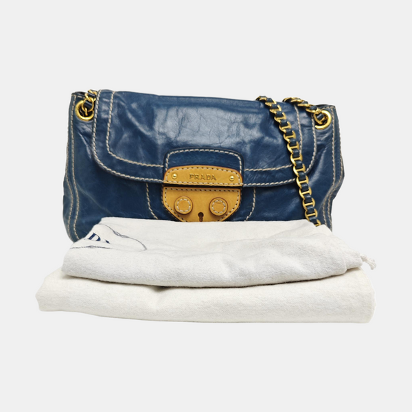 Calfskin Shoulder Bag Blue