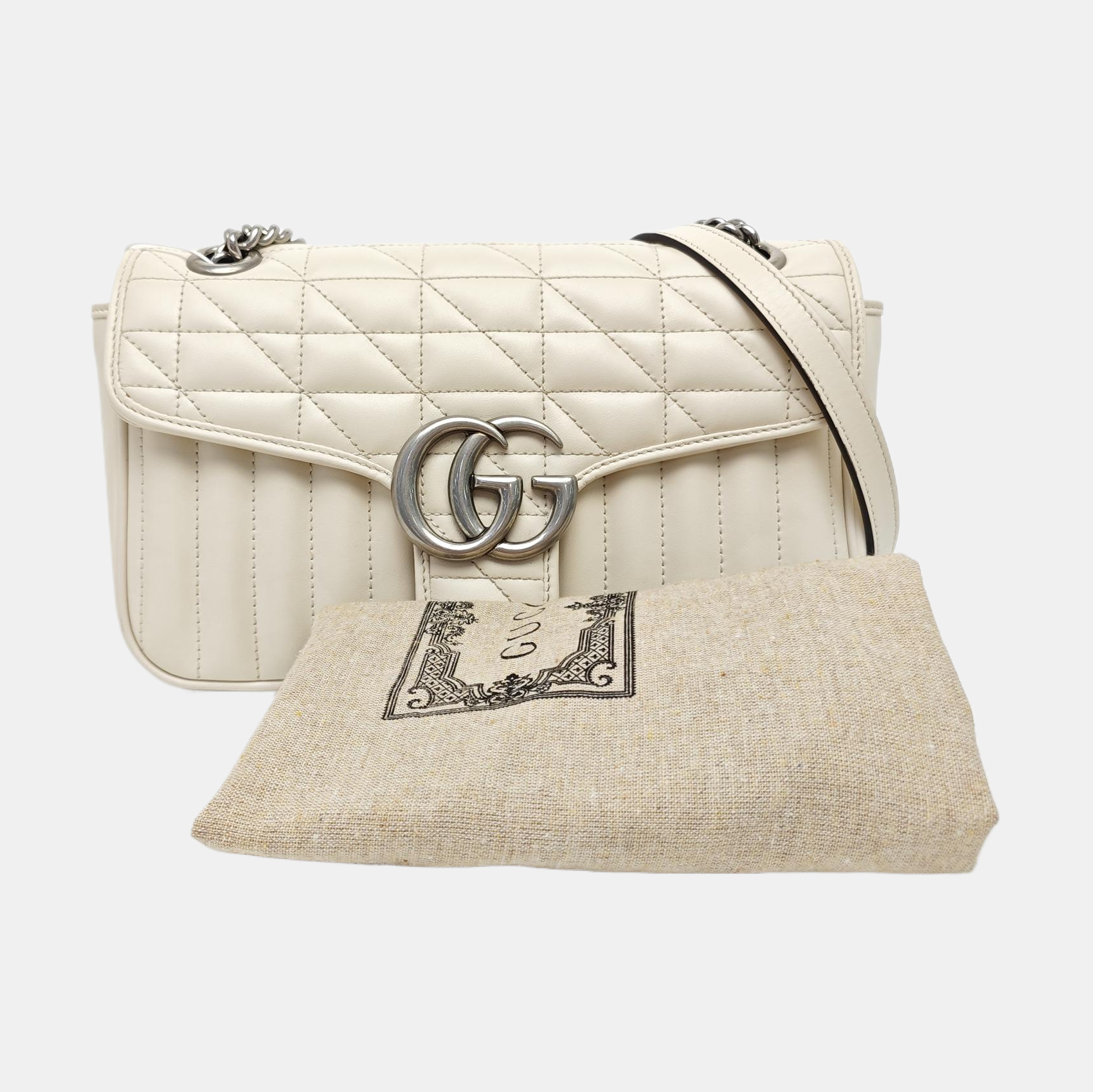 GG Marmont Medium Quilted Calfskin White