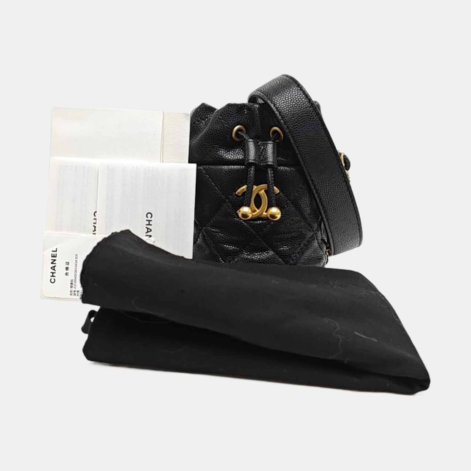 22A Mini Quilted Grained Calfskin Black