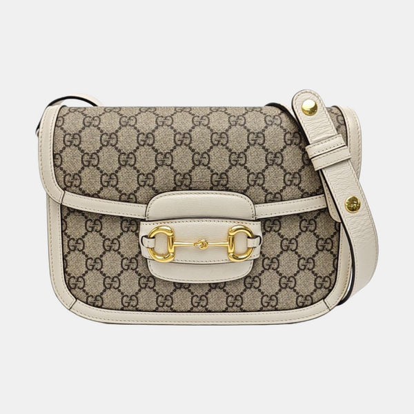 Horsebit 1955 Small Monogram Coated Canvas Beige