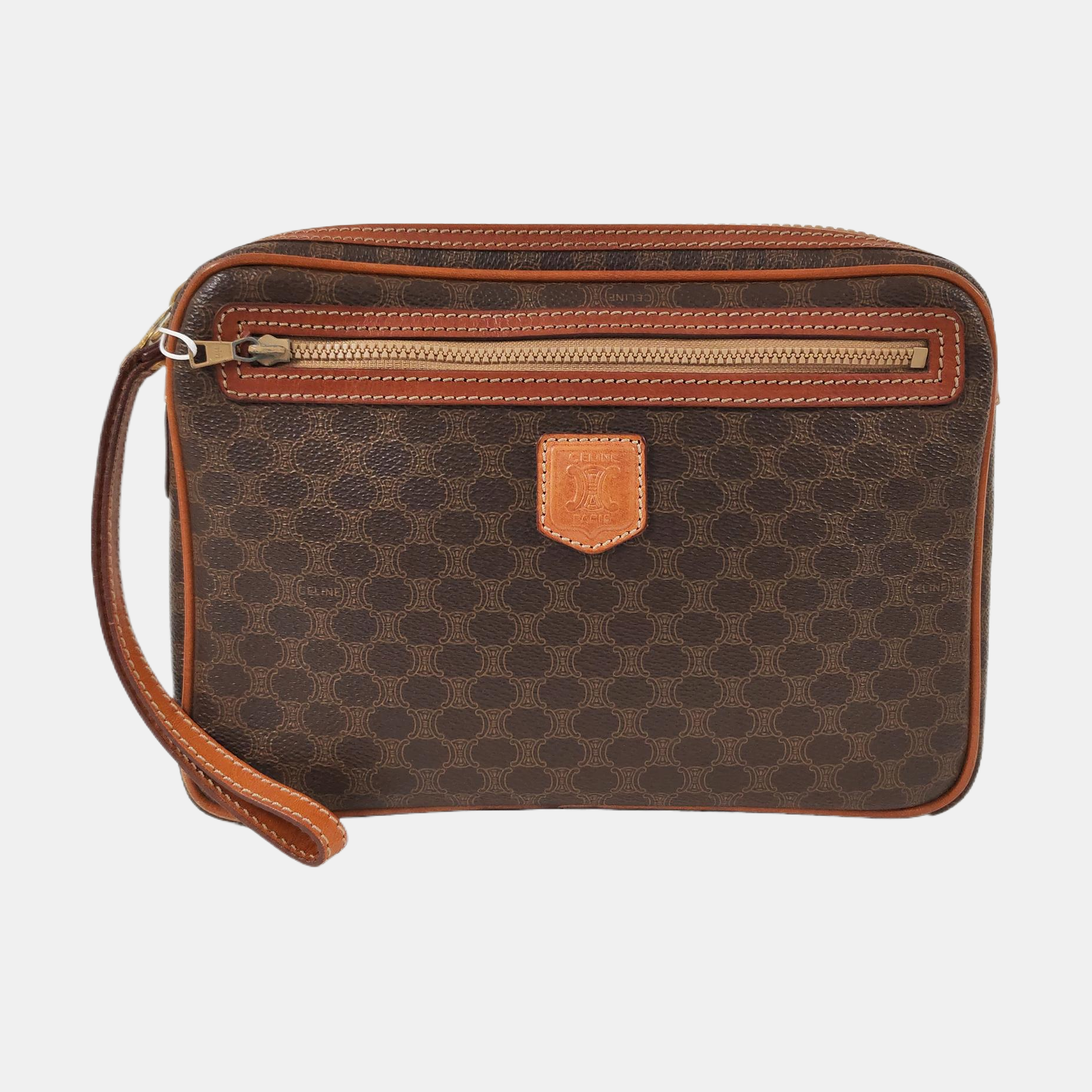 Authenticated pre-owned  MACADAM CLUTCHES Coated Canvas Brown - Clutch at Looply