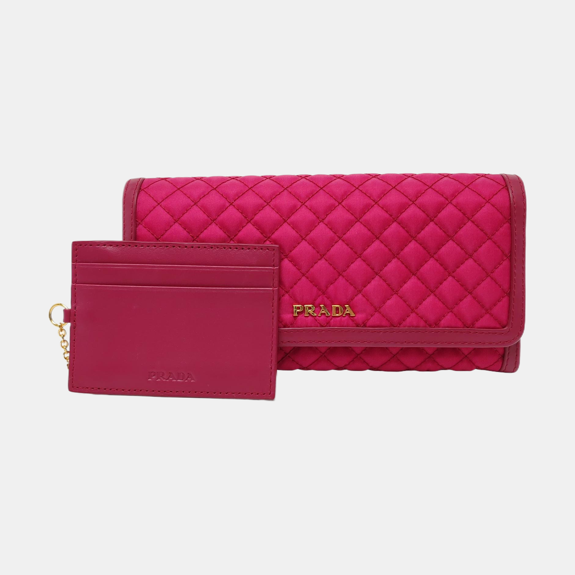 Quilted Nylon Wallet Red