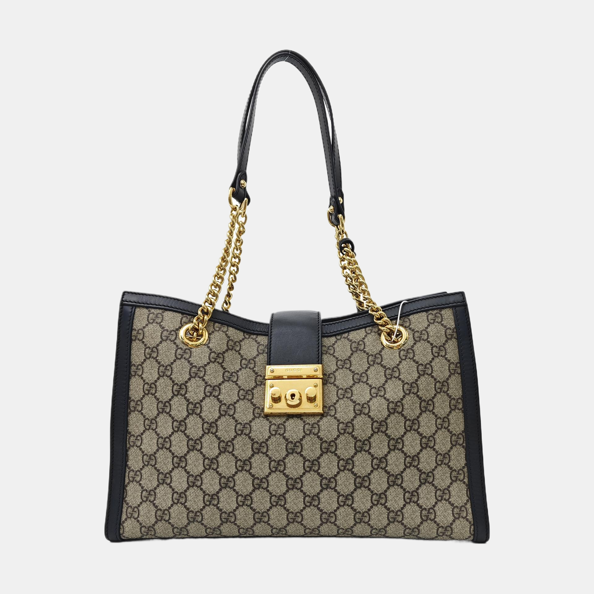 Padlock Medium Monogram Coated Canvas Beige