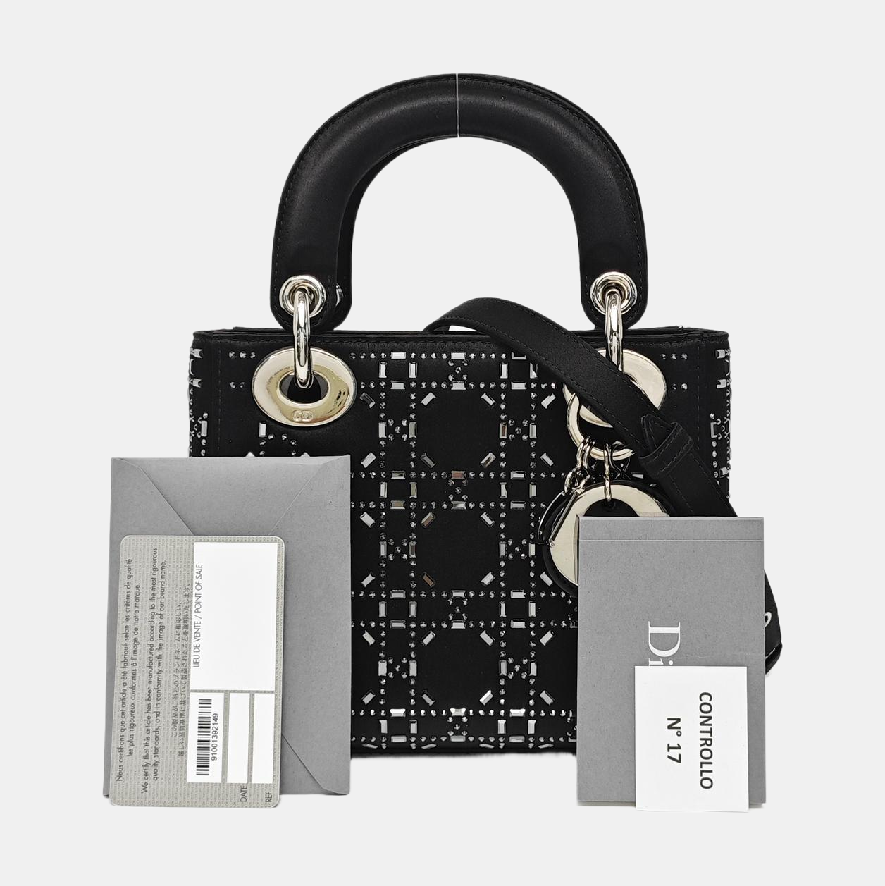 Authenticated pre-owned  Lady Dior Mini Silk Satin Blue - Tote Bag at Looply