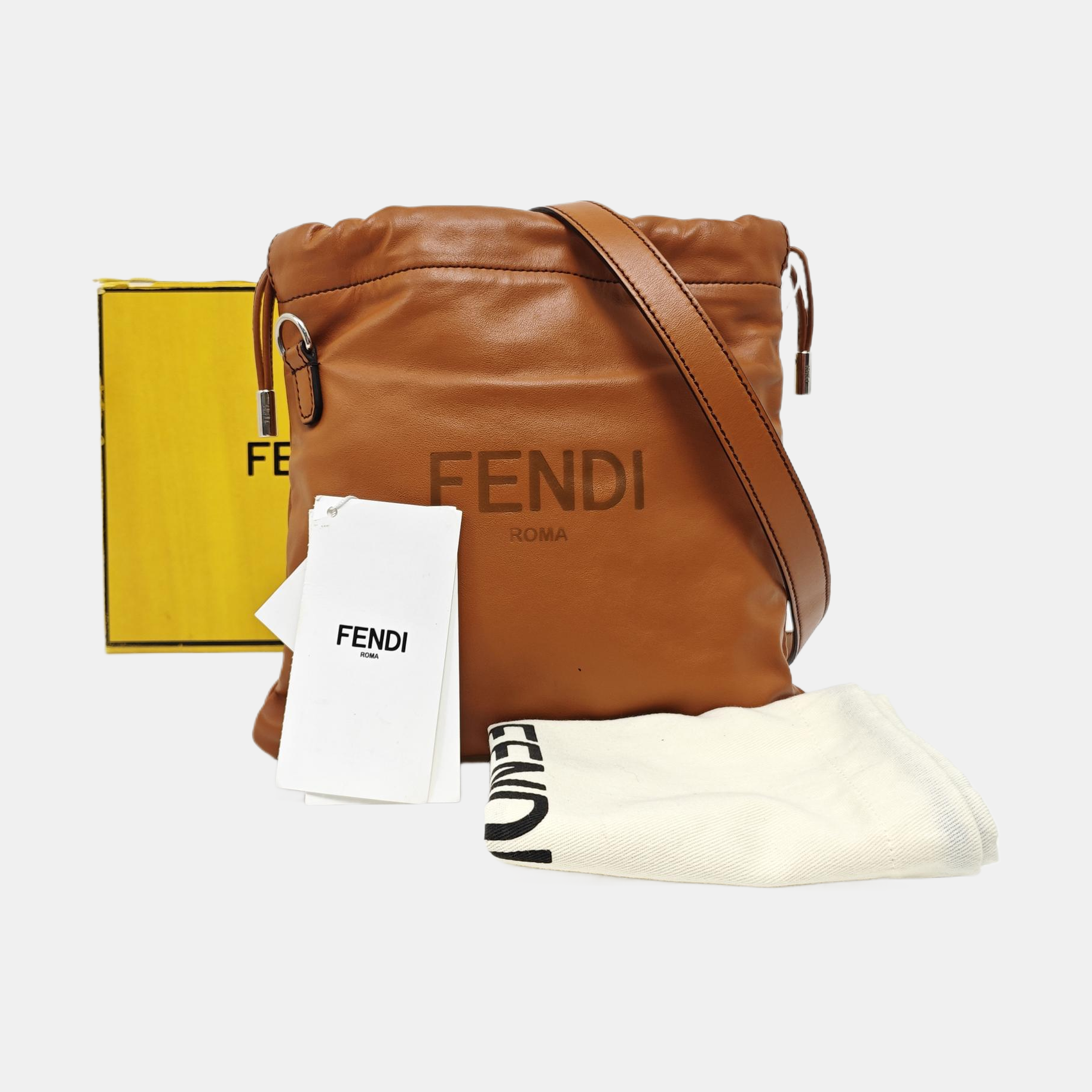 Calfskin Shoulder Bag Small Brown