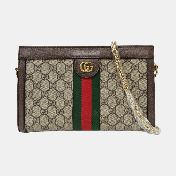 Ophidia Small Monogram Coated Canvas Beige