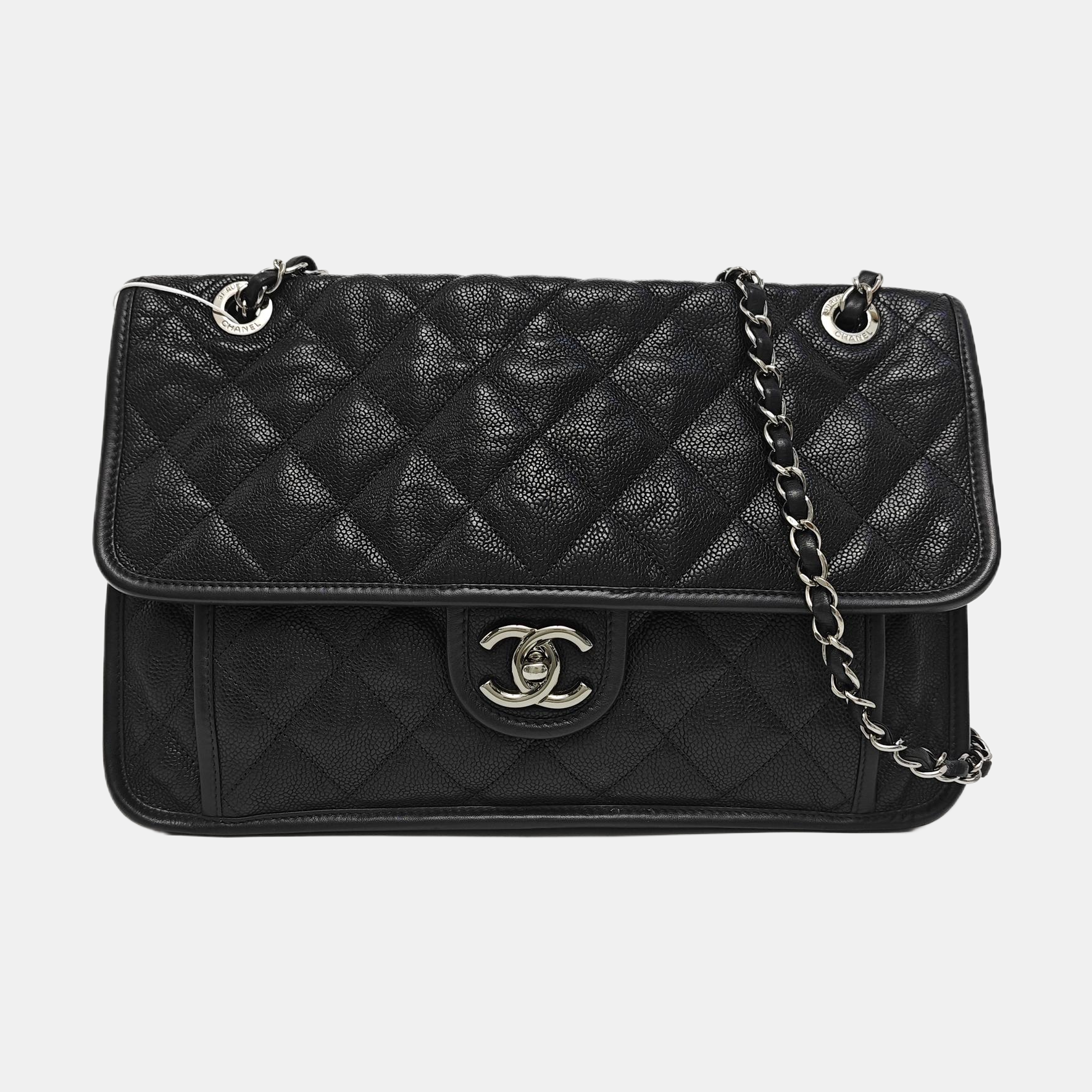 CLASSIC FLAP Jumbo Quilted Grained Calfskin Black