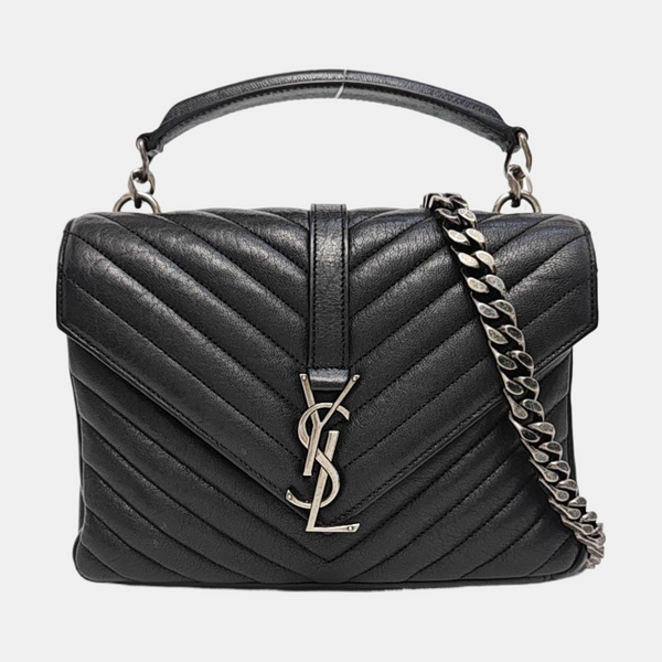 Authenticated pre-owned  COLLEGE Medium Chevron, Quilted Lambskin Black - Shoulder Bag at Looply