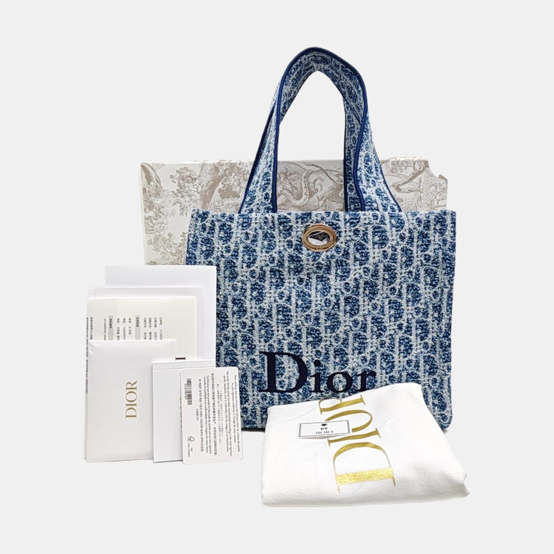 Oblique Canvas Tote Bag Blue