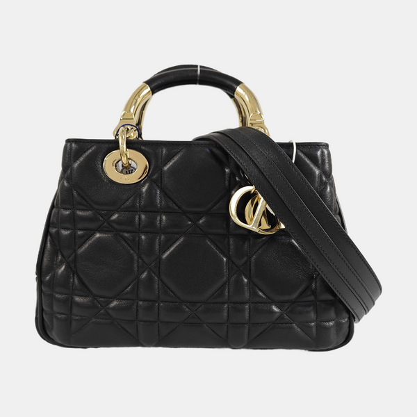 Lady 95.22 Small Cannage Calfskin Black