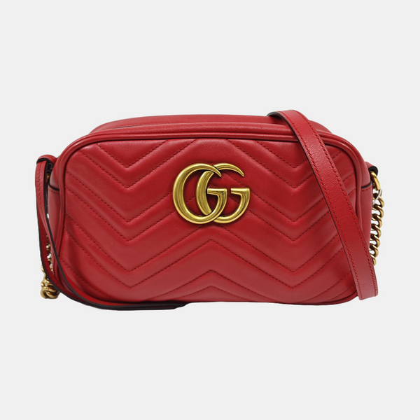 GG Marmont Small Quilted Calfskin Red