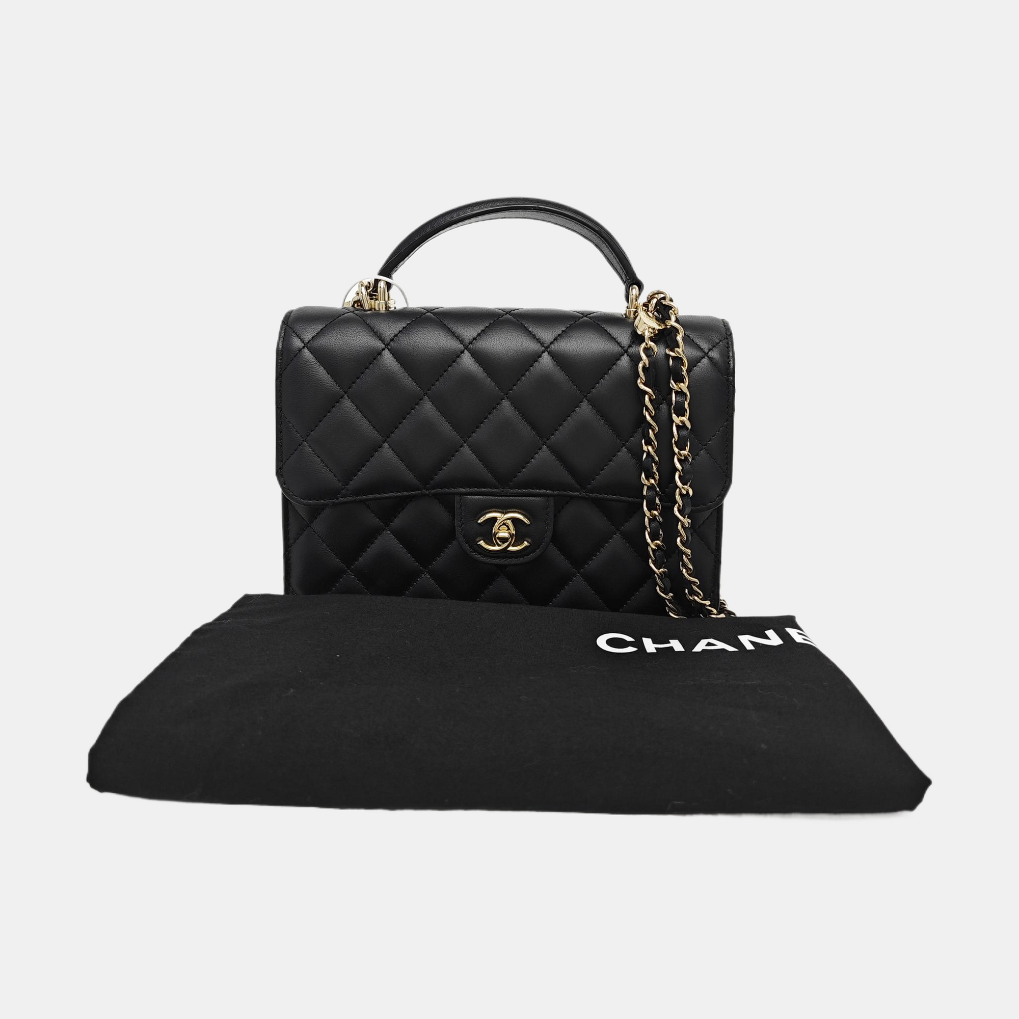 Quilted Lambskin Shoulder Bag Mini Black