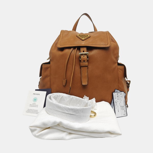 Re-Nylon Backpack Lambskin Brown