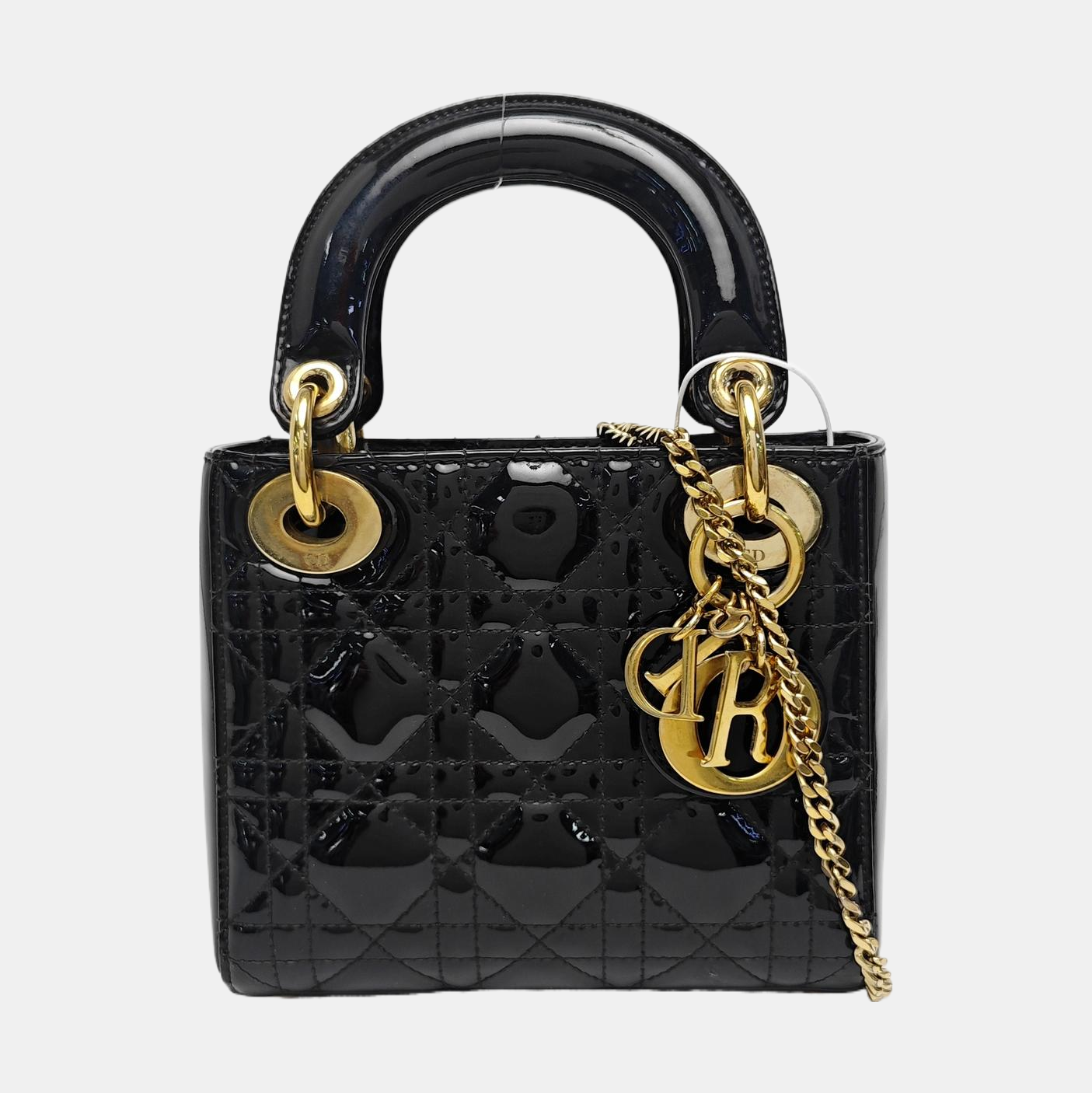 Lady Dior Mini Cannage Patent Leather Black