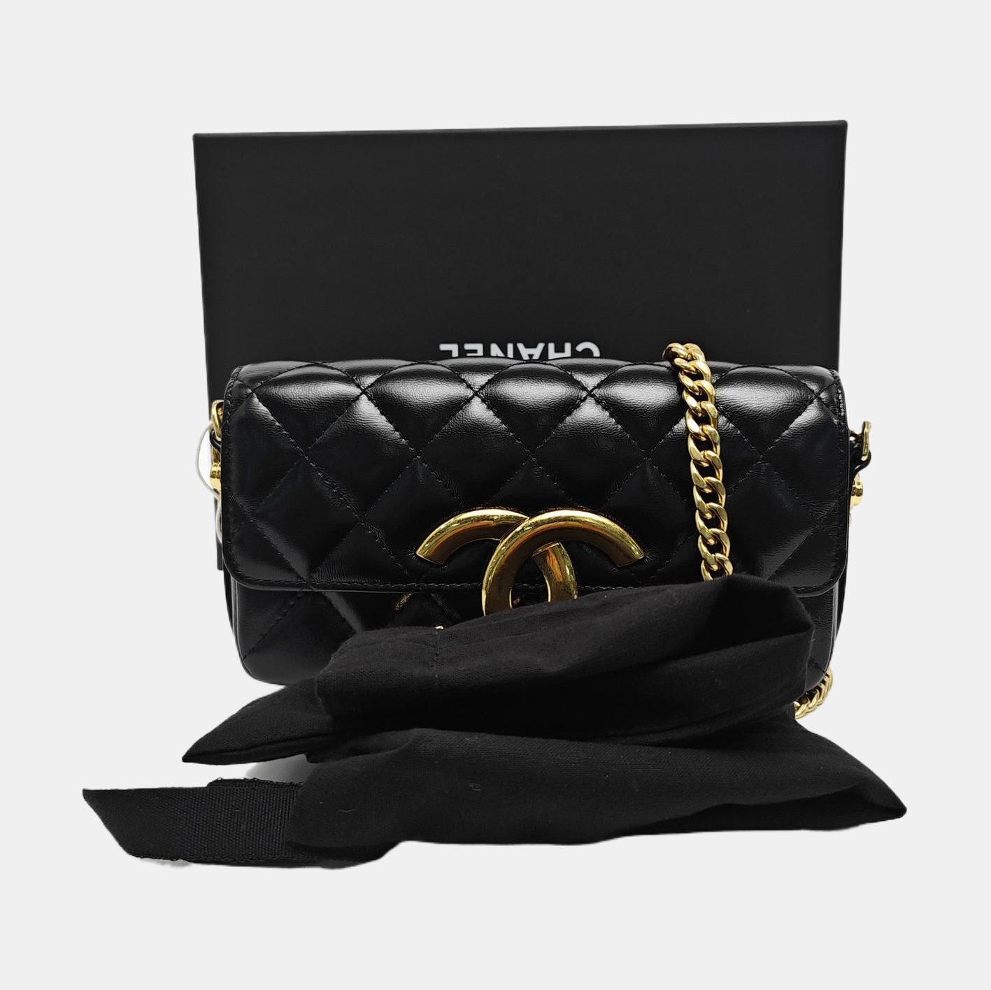 Quilted Lambskin Shoulder Bag Mini Black