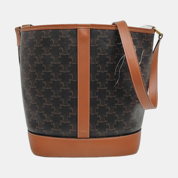 Authenticated pre-owned  TRIOMPHE CANVAS Medium Coated Canvas Brown - Bucket Bag at Looply