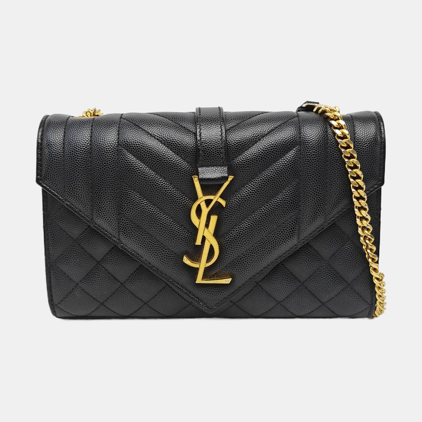 ENVELOPE Small Chevron Calfskin Black