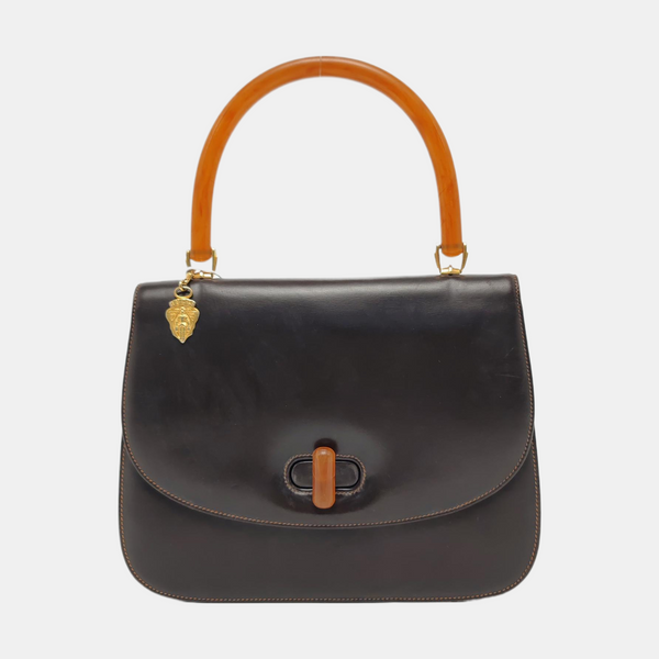 Calfskin Top Handle Bag Brown