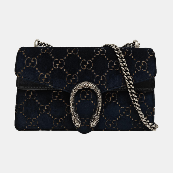 Dionysus Small Monogram Velvet Blue