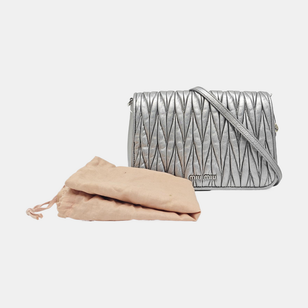 Quilted Lambskin Shoulder Bag Silver