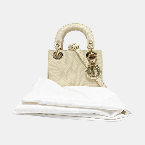 Lady Dior Mini Lizard Yellow