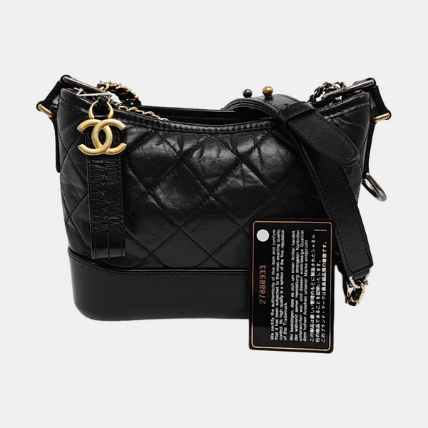 GABRIELLE Small Quilted Calfskin Black