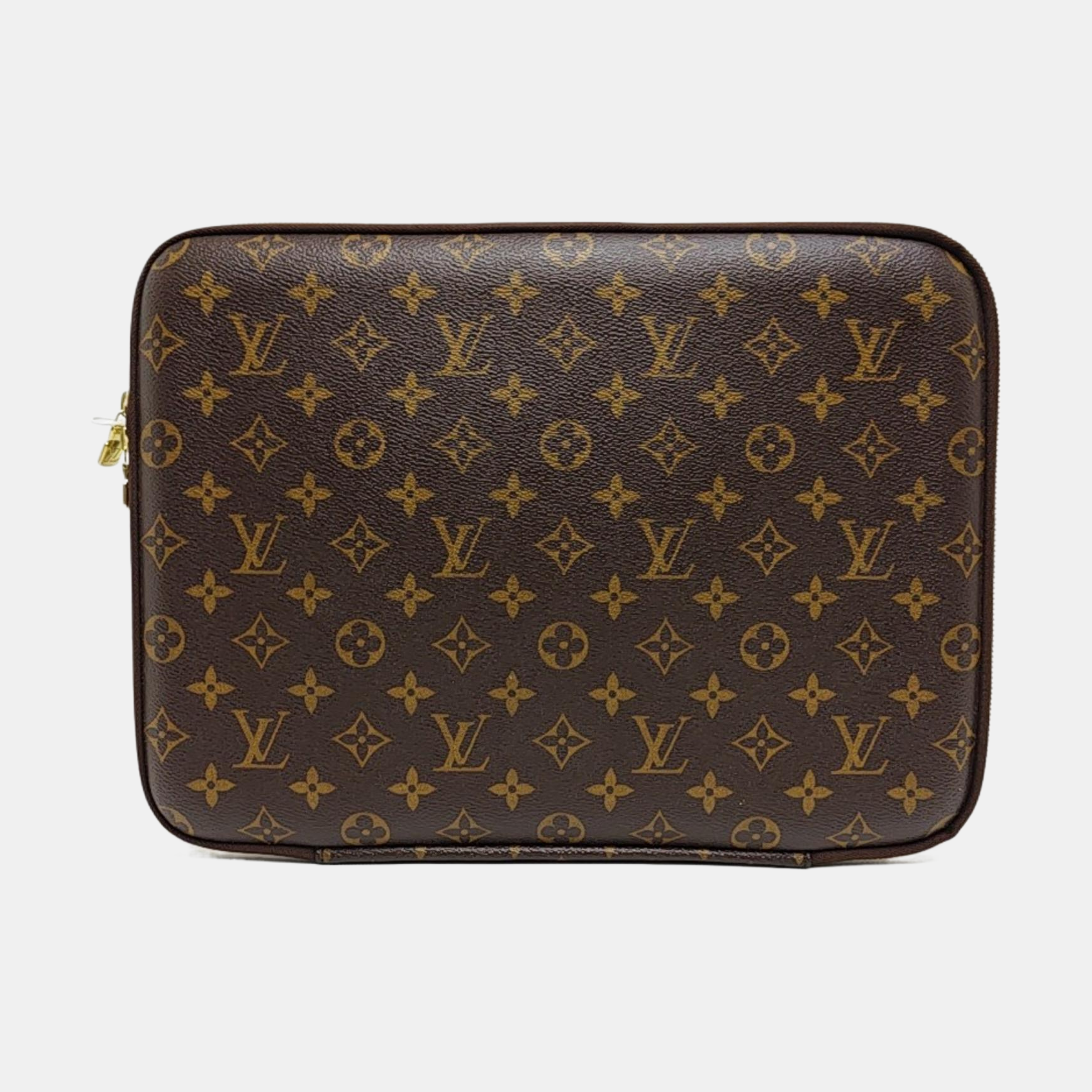 Monogram Coated Canvas Clutch Brown