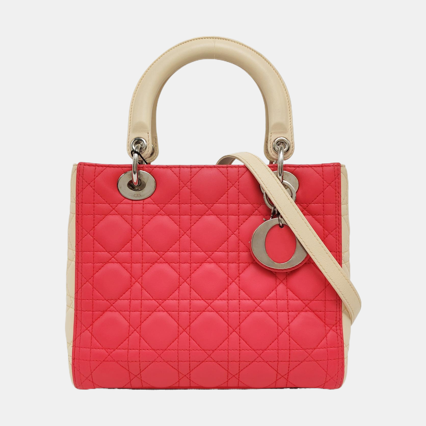 Authenticated pre-owned  Lady Dior Medium Cannage Lambskin Pink - Tote Bag at Looply