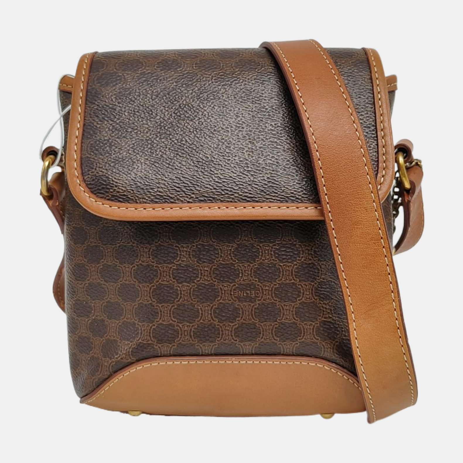 Coated Canvas Shoulder Bag Brown