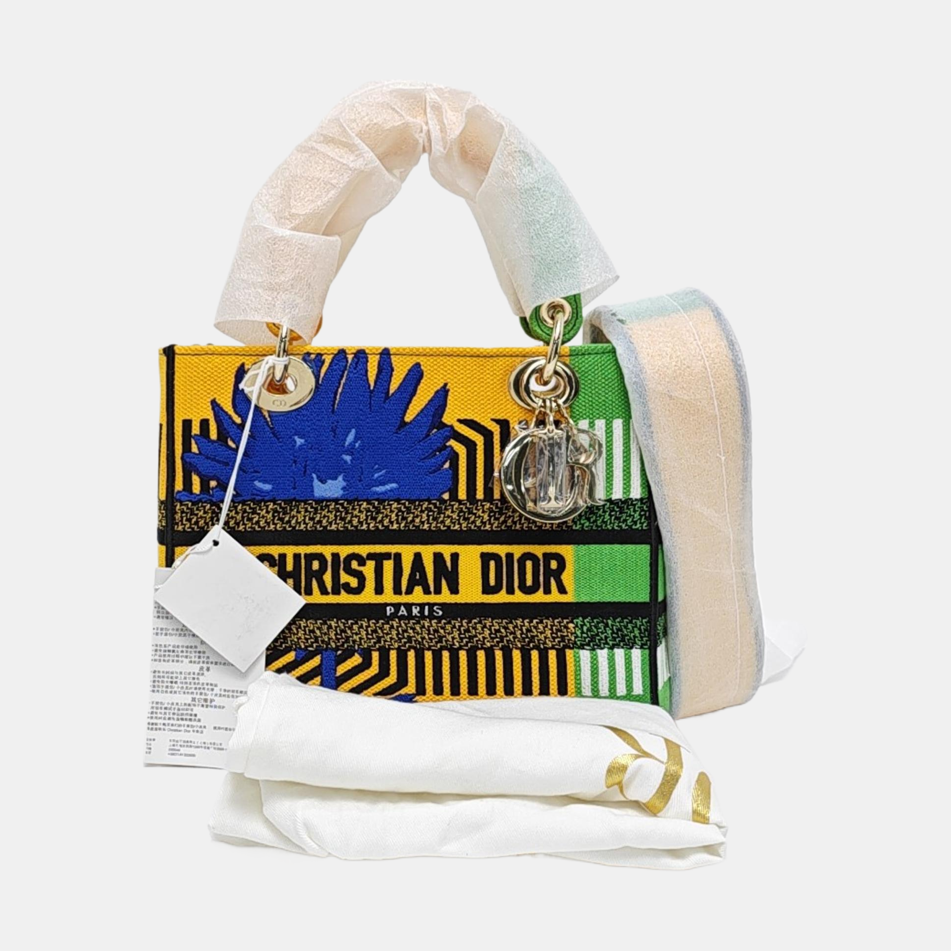 Authenticated pre-owned  Lady D-Lite Medium Fabric Multicolor - Tote Bag at Looply