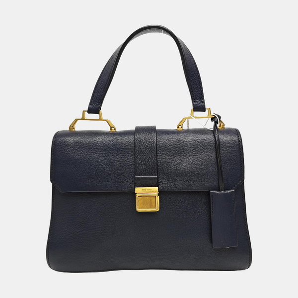 Calfskin Top Handle Bag Blue