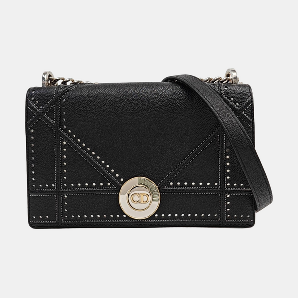 Diorama Medium Cannage Calfskin Black