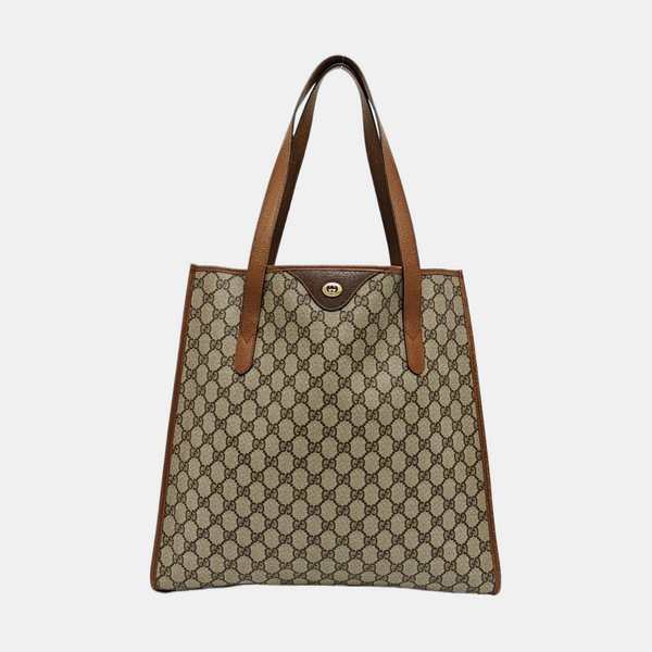 Monogram Coated Canvas Tote Bag Beige
