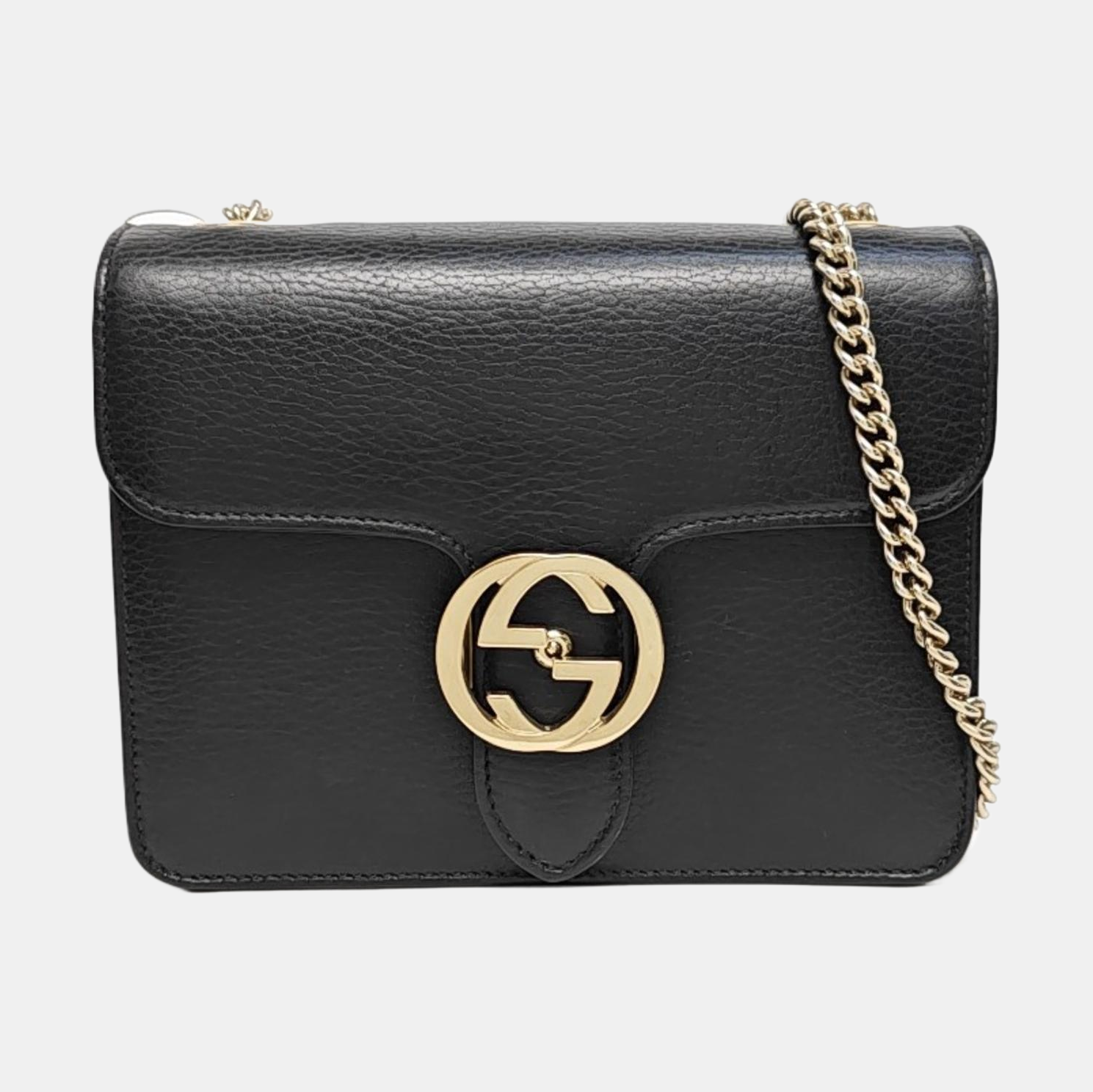 Interlocking G Small Calfskin Black