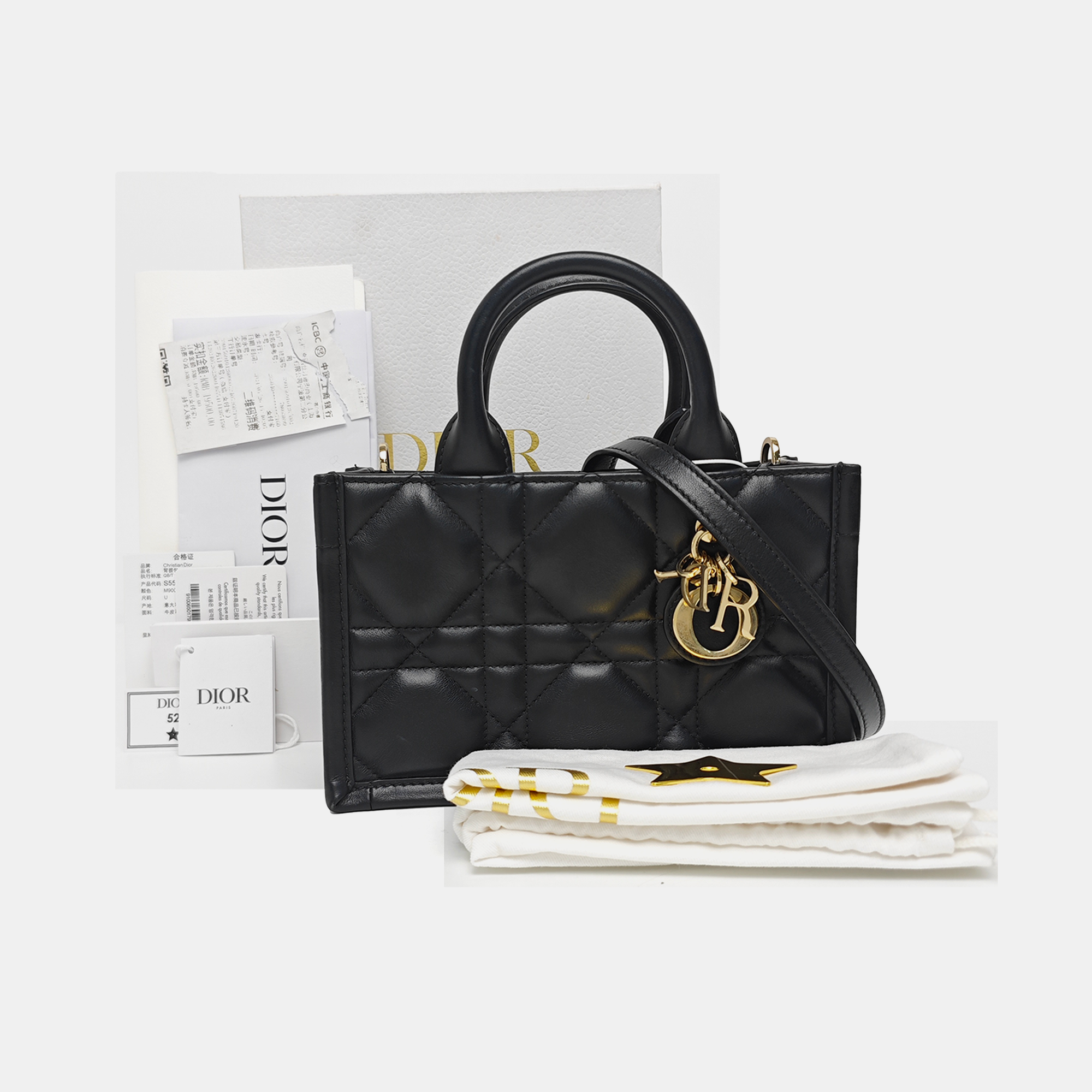 Lady D-Joy Mini Cannage Calfskin Black