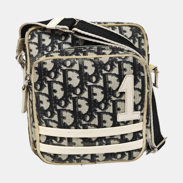 Oblique Coated Canvas Shoulder Bag Gray