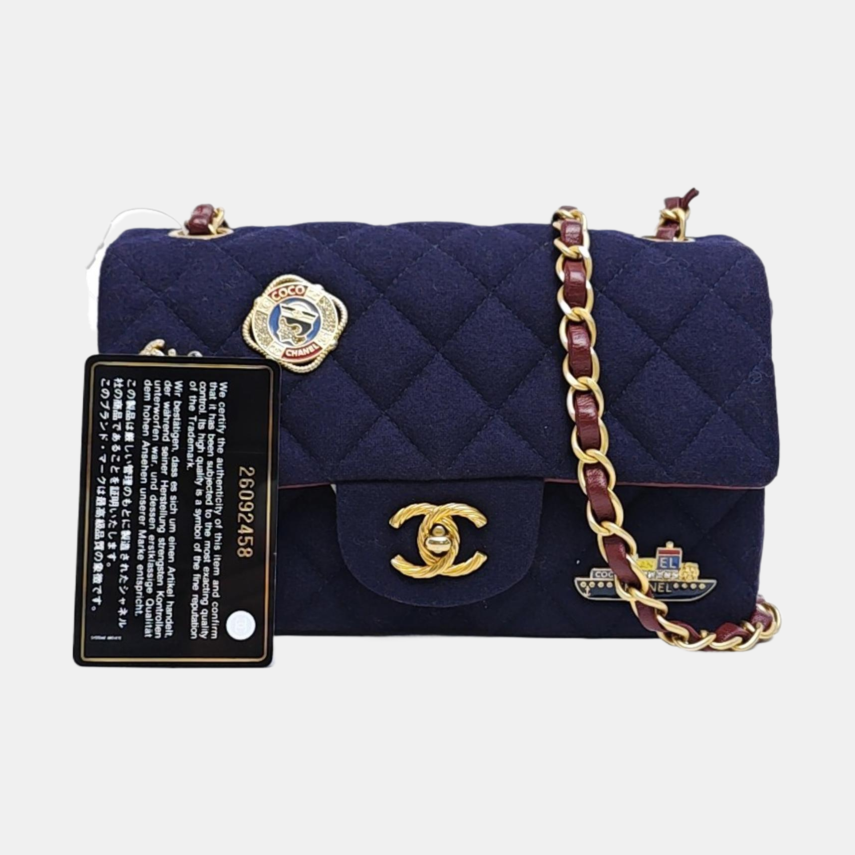 CLASSIC FLAP Mini Quilted Fabric Blue