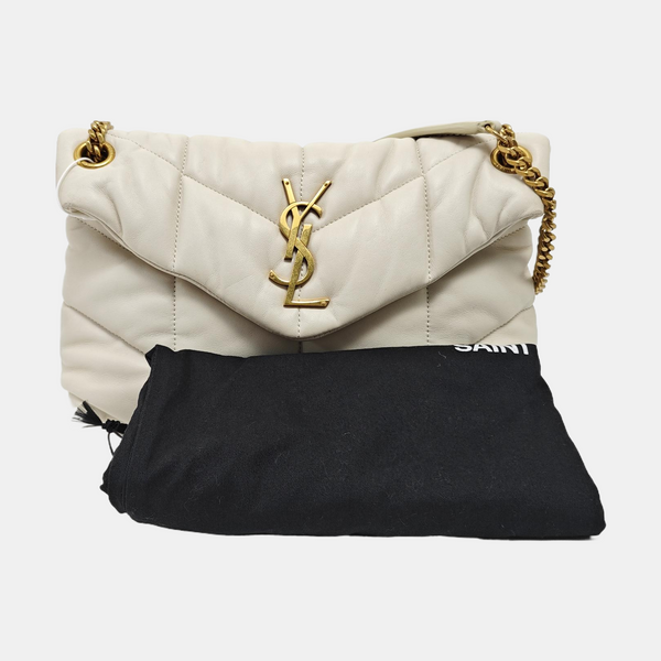 PUFFER Small Quilted Lambskin White