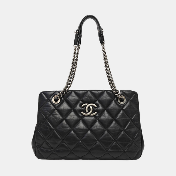 Quilted Calfskin Tote Bag Black