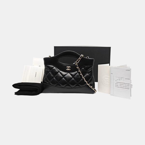 CHANEL 31 Quilted Waxed Cafskin Black