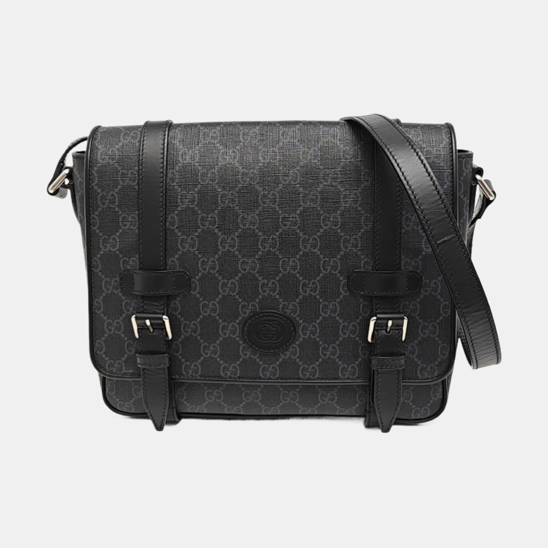 Monogram Coated Canvas Shoulder Bag Black