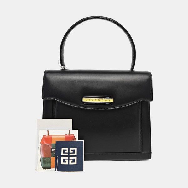 Calfskin Top Handle Bag Black