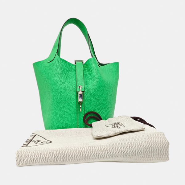 Authenticated pre-owned  Picotin Lock 18 Clemence Green - Bucket Bag at Looply