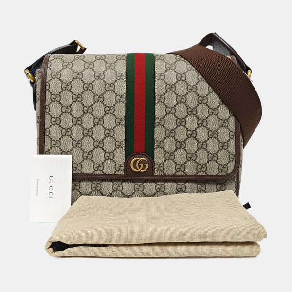 Ophidia Small Monogram Coated Canvas Beige