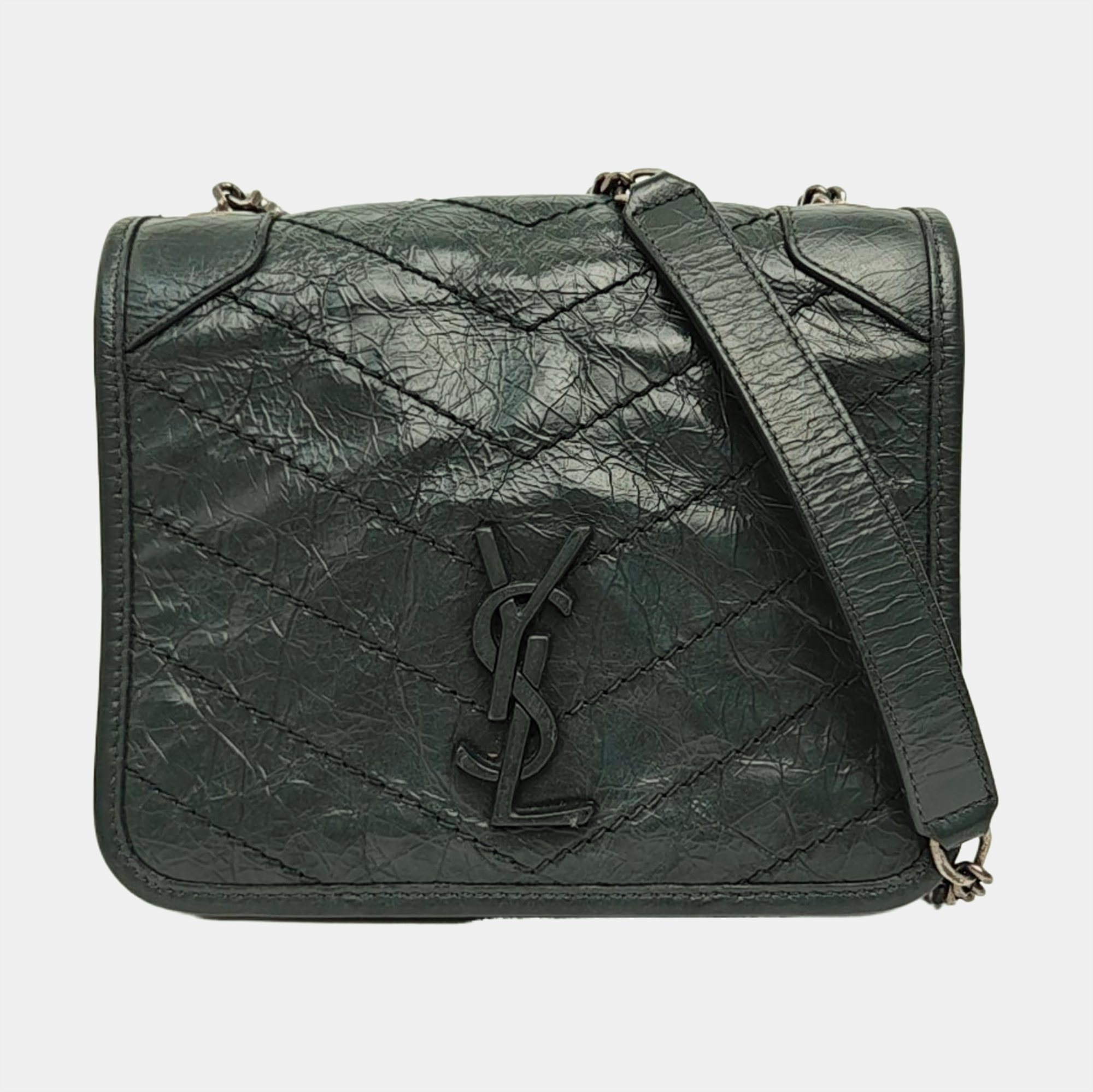 NIKI Mini Chevron Calfskin Green